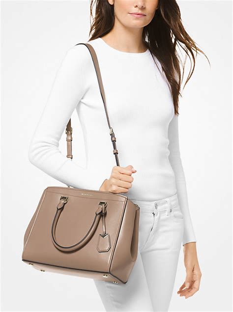 michael michael kors benning large leather and logo satchel|Benning Large Two.